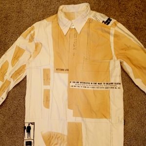 Moschino Jeans Vintage Men's Graphic Dress Shirt Top, sz L